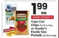 Safeway Cape Cod Chips or Snyder's Family Size Pretzels offer