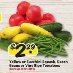 Winn Dixie Yellow or Zucchini Squash, Green Beans or Vine Ripe Tomatoes offer