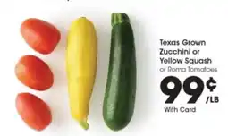 Kroger Texas Grown Zucchini or Yellow Squash or Roma Tomatoes offer