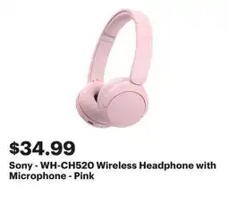 Best Buy Sony - WH-CH520 Wireless Headphone with Microphone - Pink offer