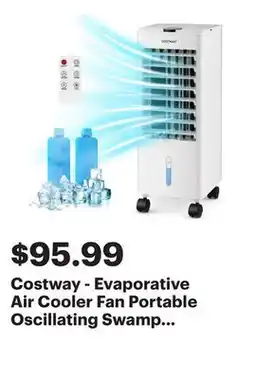 Best Buy Costway - Evaporative Air Cooler Fan Portable Oscillating Swamp with 3 Speeds Modes Remote - White offer