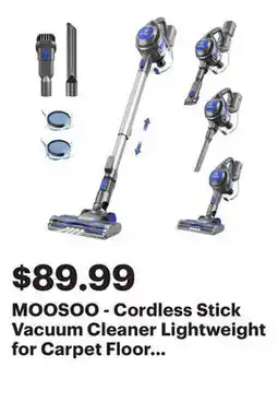 Best Buy MOOSOO - Cordless Stick Vacuum Cleaner Lightweight for Carpet Floor Pet Hair Home XL-618A - Blue offer