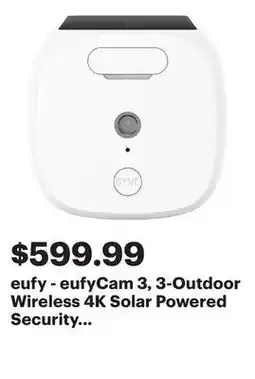 Best Buy eufy - eufyCam 3, 3-Outdoor Wireless 4K Solar Powered Security Cameras with HomeBase 3 - White offer