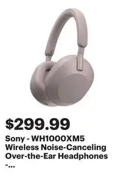 Best Buy Sony - WH1000XM5 Wireless Noise-Canceling Over-the-Ear Headphones - Smoky Pink offer