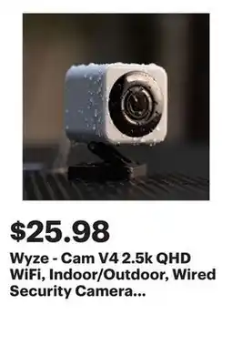 Best Buy Wyze - Cam V4 2.5k QHD WiFi, Indoor/Outdoor, Wired Security Camera with Color Night Vision - Gray offer