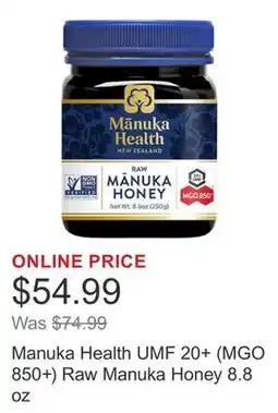 Costco Manuka Health UMF 20+ (MGO 850+) Raw Manuka Honey 8.8 oz offer