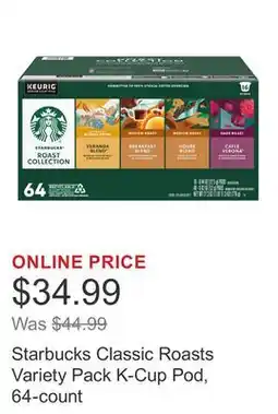 Costco Starbucks Classic Roasts Variety Pack K-Cup Pod, 64-count offer