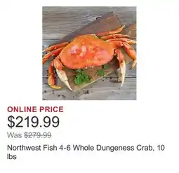 Costco Northwest Fish 4-6 Whole Dungeness Crab, 10 lbs offer