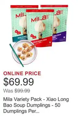 Costco Mila Variety Pack - Xiao Long Bao Soup Dumplings - 50 Dumplings Per Bag, 3 Bags Total offer