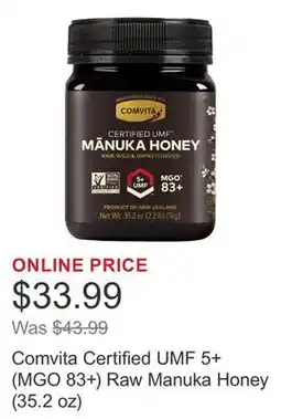 Costco Comvita Certified UMF 5+ (MGO 83+) Raw Manuka Honey (35.2 oz) offer