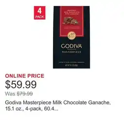 Costco Godiva Masterpiece Milk Chocolate Ganache, 15.1 oz., 4-pack, 60.4 oz. Total offer
