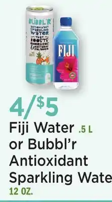Heinen's Fiji Water. 5 L or Bubbl'r Antioxidant Sparkling Water 12 OZ offer