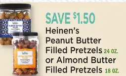 Heinen's Heinen's Peanut Butter Filled Pretzels 24 OZ. or Almond Butter Filled Pretzels 18 OZ offer
