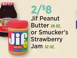 Heinen's Jif Peanut Butter 28 OZ. or Smucker's Strawberry Jam 32 OZ offer