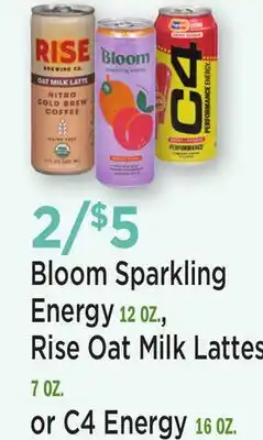 Heinen's Bloom Sparkling Energy 12 OZ., Rise Oat Milk Lattes 7 OZ. or C4 Energy 16 OZ offer