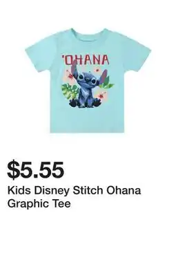 Five Below Kids Disney Stitch Ohana Graphic Tee offer