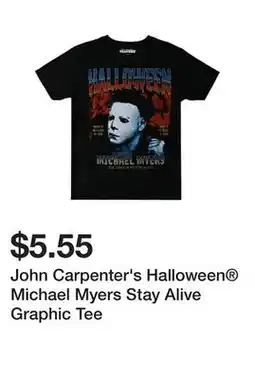 Five Below John Carpenter's Halloween Michael Myers Stay Alive Graphic Tee offer