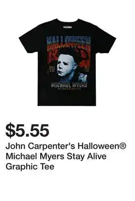 Five Below John Carpenter's Halloween Michael Myers Stay Alive Graphic Tee offer