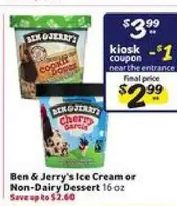Winn Dixie Ben & Jerry's Ice Cream or Non-Dairy Dessert offer