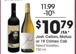 Kroger Josh Cellars, Matua or 19 Crimes Cali offer