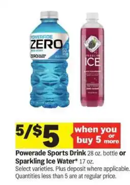 Meijer Powerade Sports Drink or Sparkling Ice Water offer