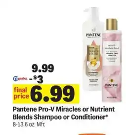 Meijer Pantene Pro-V Miracles or Nutrient Blends Shampoo or Conditioner offer