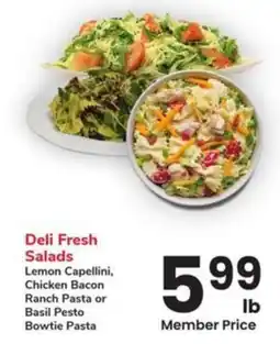 Albertsons Lemon capellini, chicken bacon ranch pasta or basil pesto bowtie pasta offer
