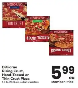 Albertsons DiGiorno rising crust, hand-tossed or thin crust pizza offer