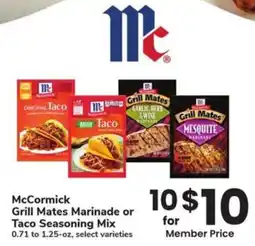 Albertsons McCormick Grill Mates Marinade or Taco Seasoning Mix offer