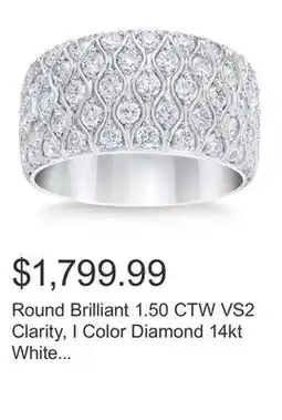 Costco Round Brilliant 1.50 CTW VS2 Clarity, I Color Diamond 14kt White Gold Band offer