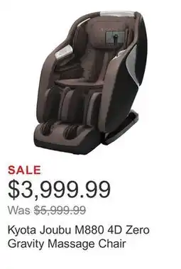 Costco Kyota Joubu M880 4D Zero Gravity Massage Chair offer