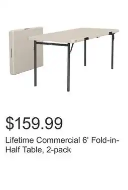 Costco Lifetime Commercial 6' Fold-in-Half Table, 2-pack offer