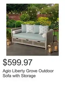 Costco Agio Liberty Grove Outdoor Sofa with Storage offer