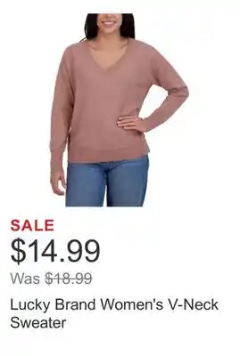 Costco Lucky Brand Women's V-Neck Sweater offer