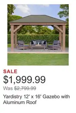 Costco Yardistry 12' x 16' Gazebo with Aluminum Roof offer