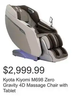 Costco Kyota Kiyomi M698 Zero Gravity 4D Massage Chair with Tablet offer