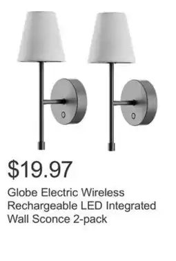 Costco Globe Electric Wireless Rechargeable LED Integrated Wall Sconce 2-pack offer