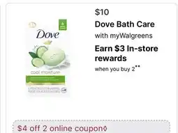 Walgreens Dove Bath Care with offer