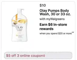 Walgreens Olay Pumps Body Wash offer