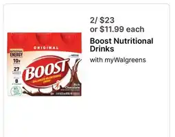Walgreens Boost Nutritional Drinks offer