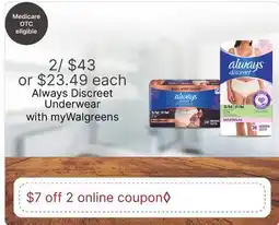 Walgreens Always Discreet Underwear offer