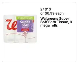 Walgreens Walgreens Super Soft Bath Tissue, 9 mega rolls offer