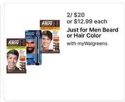 Walgreens Just for Men Beard or Hair Color offer