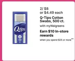 Walgreens Q-Tips Cotton Swabs, 500 ct offer