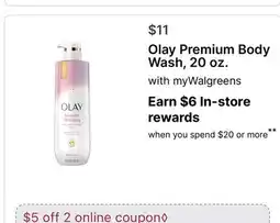 Walgreens Olay Premium Body Wash, 20 oz offer