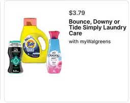 Walgreens Bounce, Downy or Tide Simply Laundry Care offer