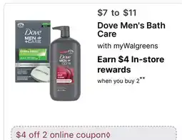 Walgreens Dove Men's Bath Care offer