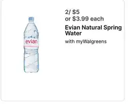 Walgreens Evian Natural Spring Water offer