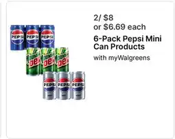 Walgreens 6-Pack Pepsi Mini Can Products offer