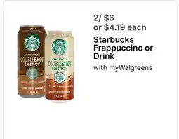 Walgreens Starbucks Frappuccino or Drink offer